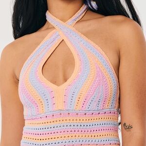 Hollister Halter Crochet Top, Size Medium